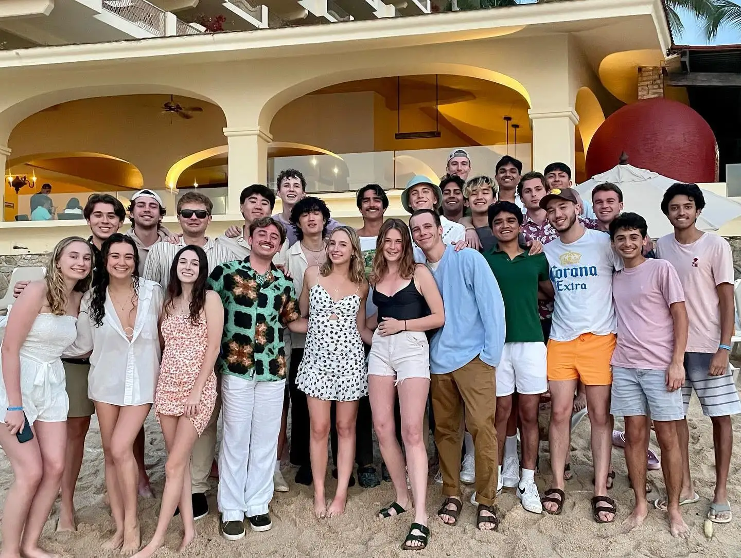 big mixed group at resort
