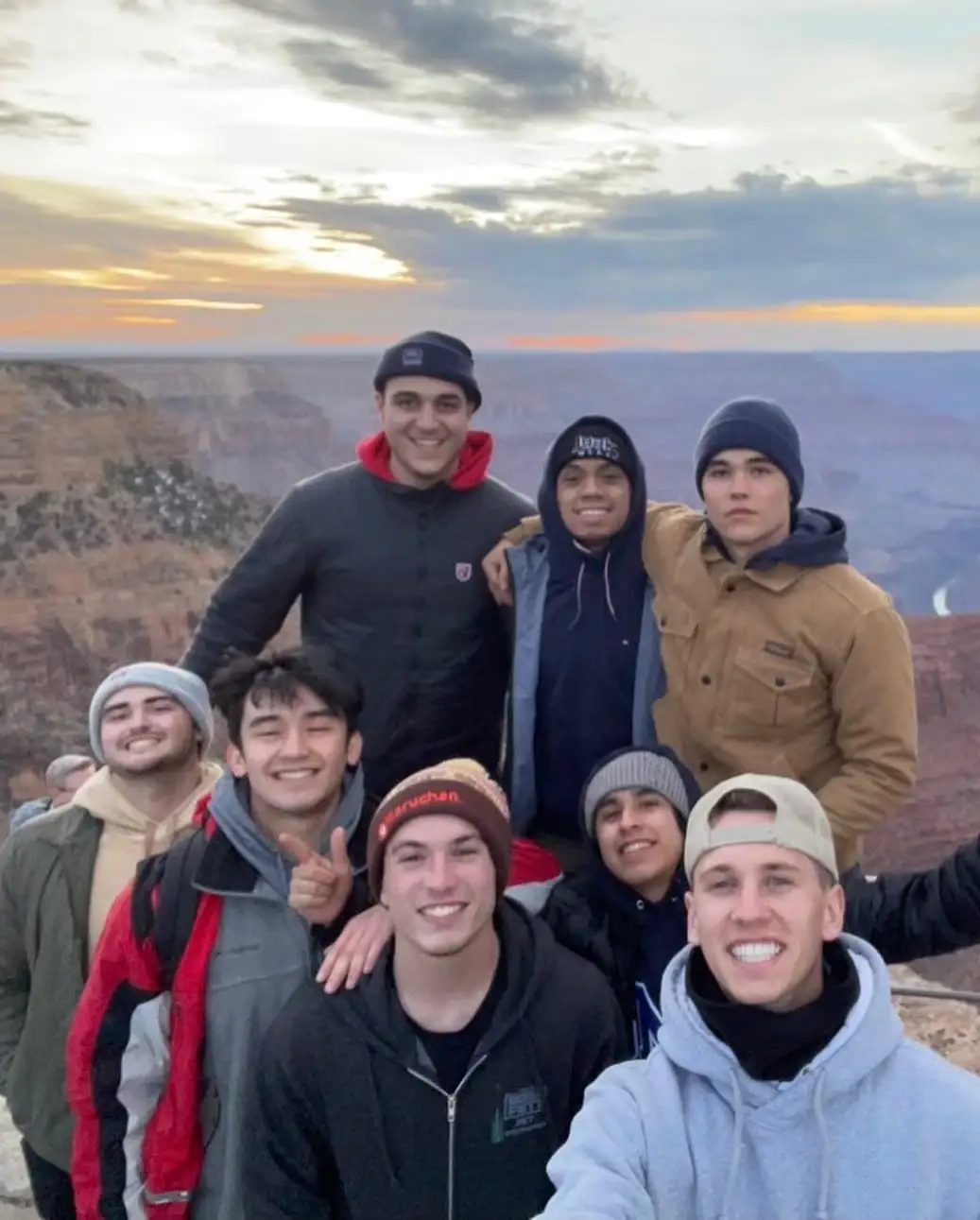 Grand Canyon rim group at sunrise