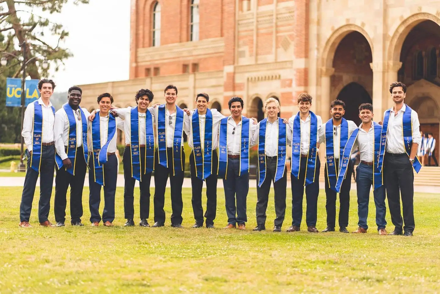 grad line before Royce Hall