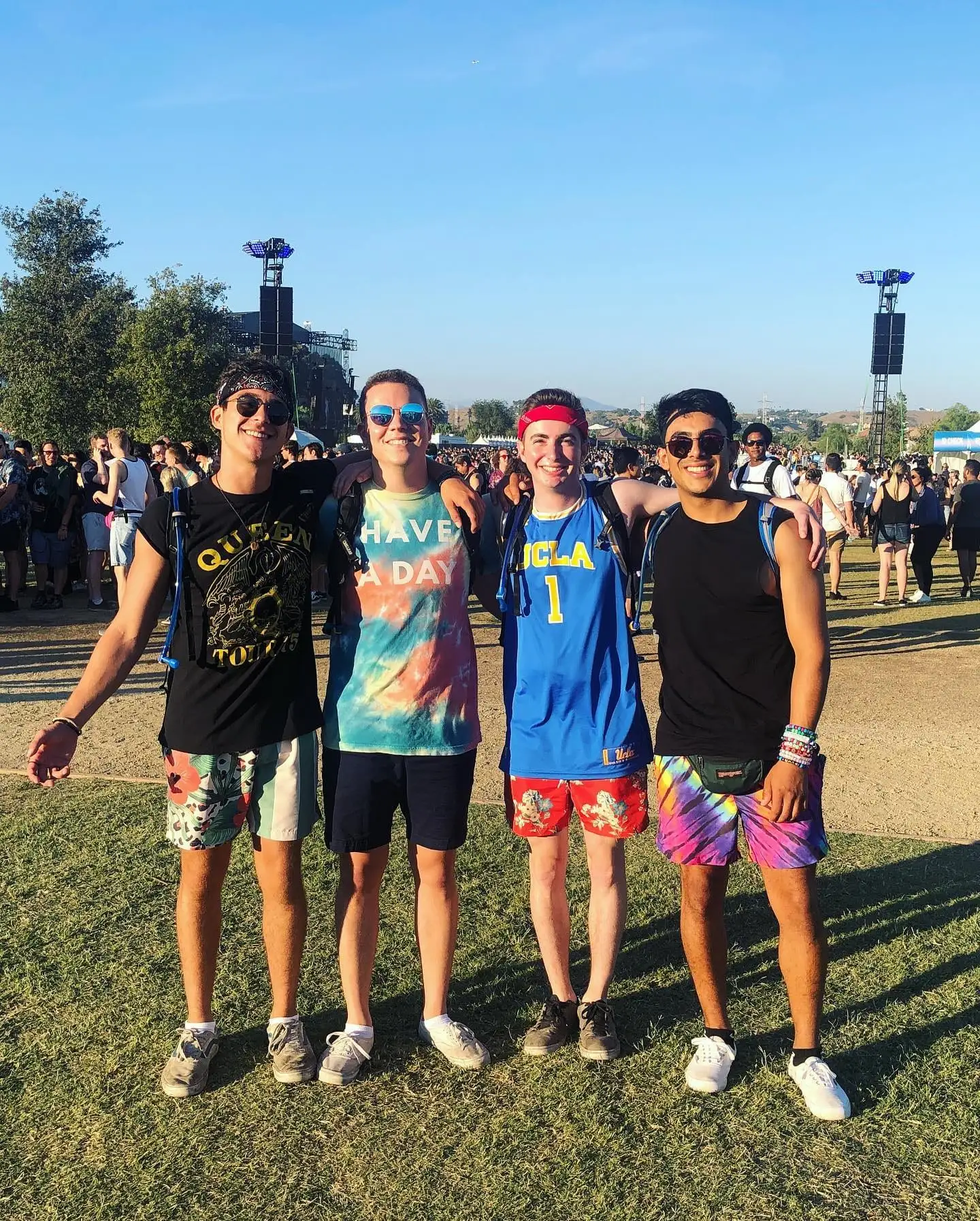 Four brothers at a music festival